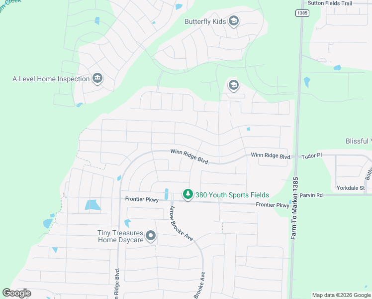 map of restaurants, bars, coffee shops, grocery stores, and more near 1500 Waggoner Drive in Cross Roads
