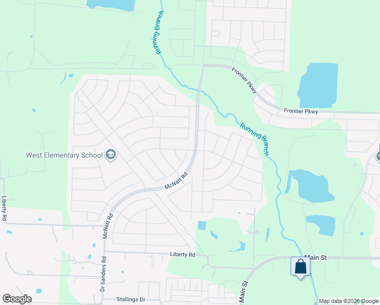 map of restaurants, bars, coffee shops, grocery stores, and more near 10205 Liberty Road in Aubrey