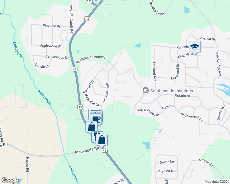 map of restaurants, bars, coffee shops, grocery stores, and more near 4930 Northwood Gardens Drive in Northport