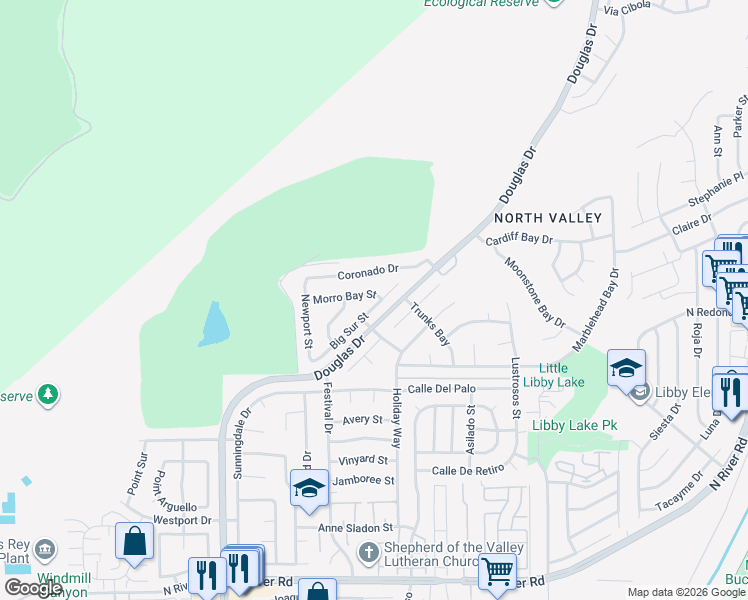 map of restaurants, bars, coffee shops, grocery stores, and more near 4566 Big Sur Street in Oceanside