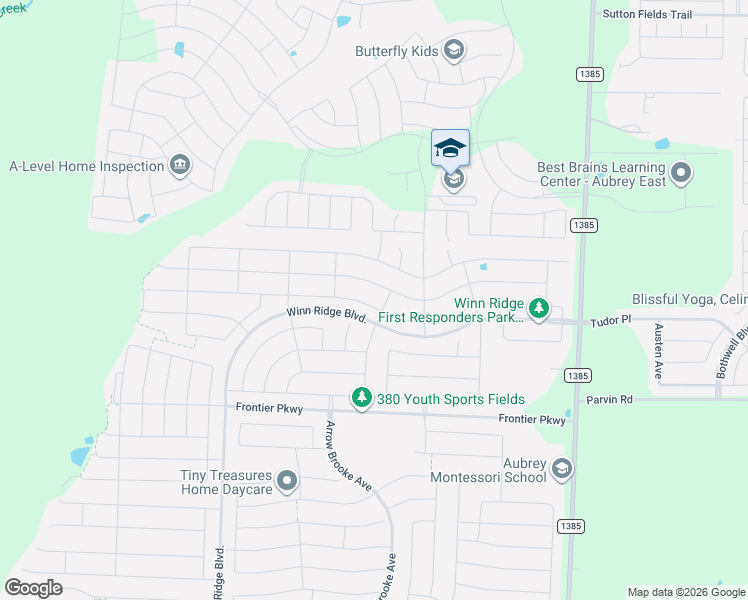 map of restaurants, bars, coffee shops, grocery stores, and more near 1500 Waggoner Drive in Cross Roads