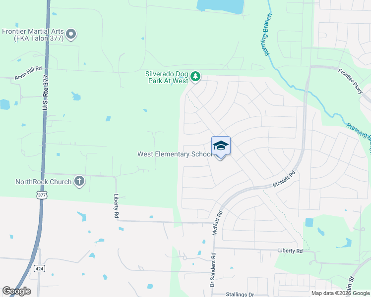 map of restaurants, bars, coffee shops, grocery stores, and more near 3110 Bailey Lane in Aubrey