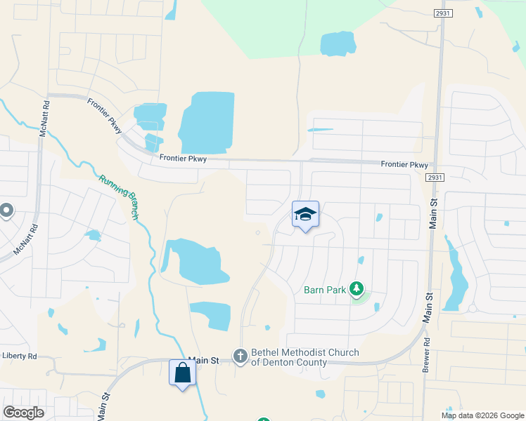 map of restaurants, bars, coffee shops, grocery stores, and more near 2821 Permian Road in Aubrey