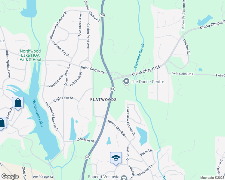 map of restaurants, bars, coffee shops, grocery stores, and more near 5052 Alabama Highway 69 South in Northport