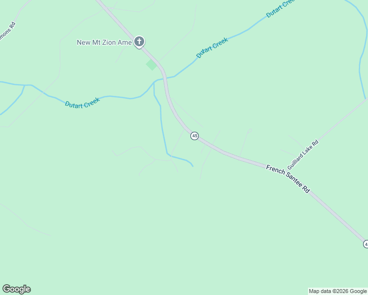 map of restaurants, bars, coffee shops, grocery stores, and more near 1665 French Santee Road in Jamestown