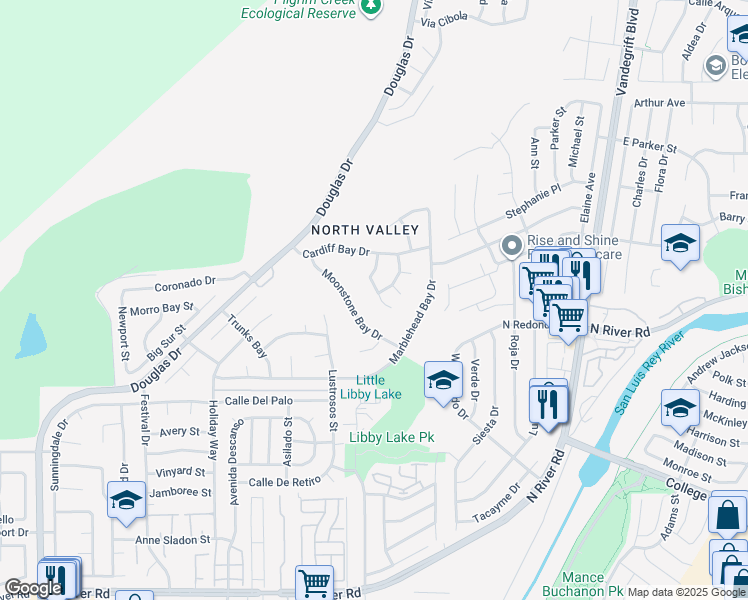 map of restaurants, bars, coffee shops, grocery stores, and more near 361 Point Windemere Place in Oceanside