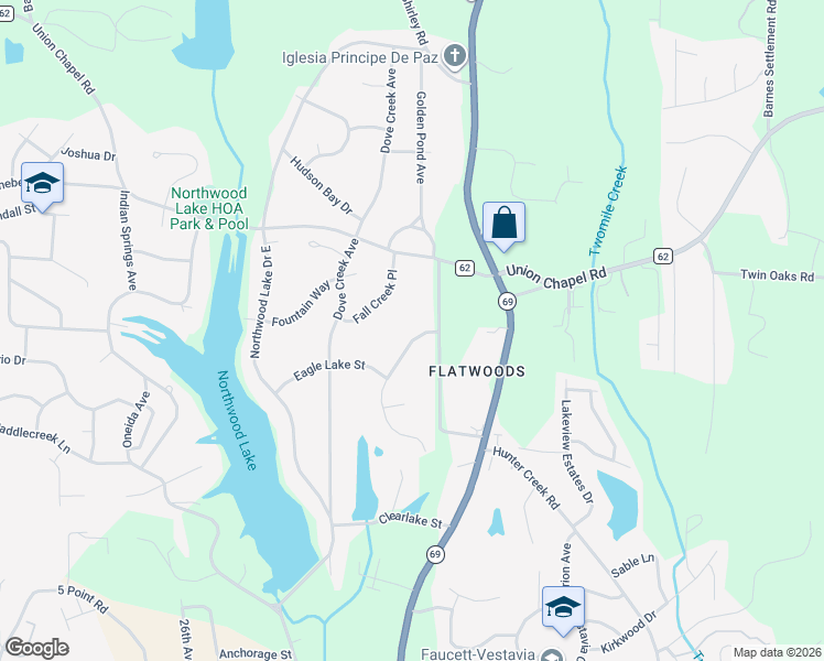 map of restaurants, bars, coffee shops, grocery stores, and more near 4926 Emerald Bay Drive in Northport