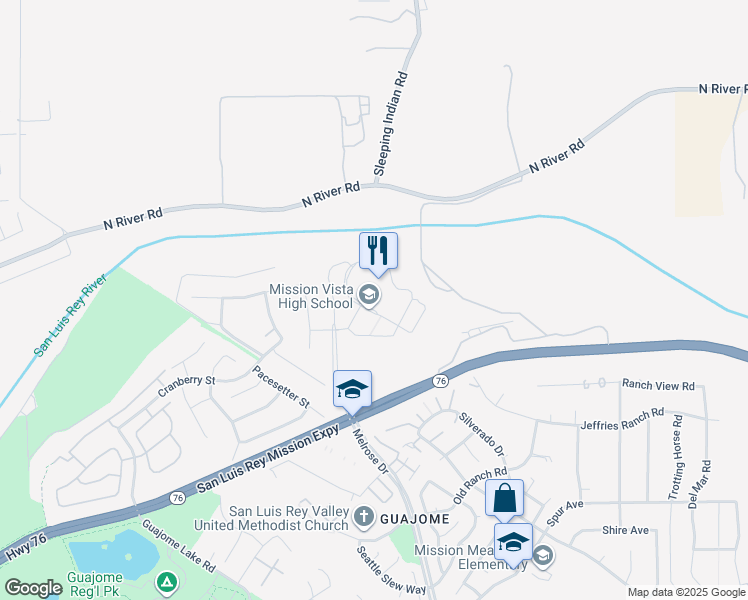 map of restaurants, bars, coffee shops, grocery stores, and more near 1306 Melrose Drive in Oceanside