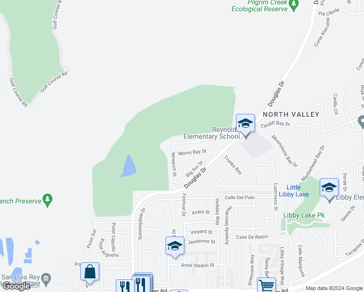 map of restaurants, bars, coffee shops, grocery stores, and more near 4515 Coronado Drive in Oceanside