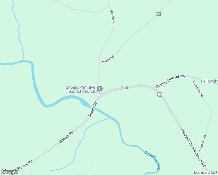 map of restaurants, bars, coffee shops, grocery stores, and more near 4610 Shoals Road in Mitchell