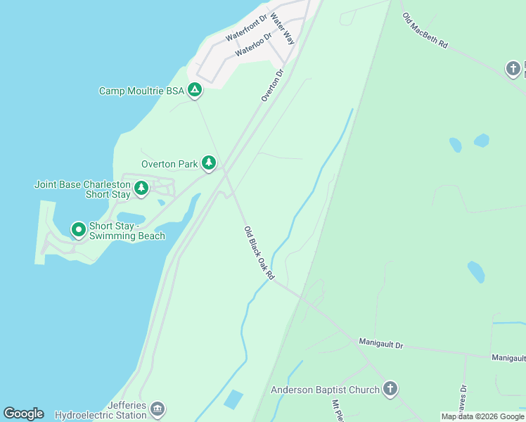 map of restaurants, bars, coffee shops, grocery stores, and more near 1342 Old Black Oak Road in Moncks Corner