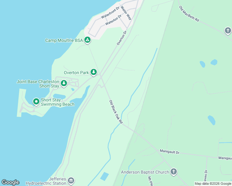 map of restaurants, bars, coffee shops, grocery stores, and more near 1342 Old Black Oak Road in Moncks Corner