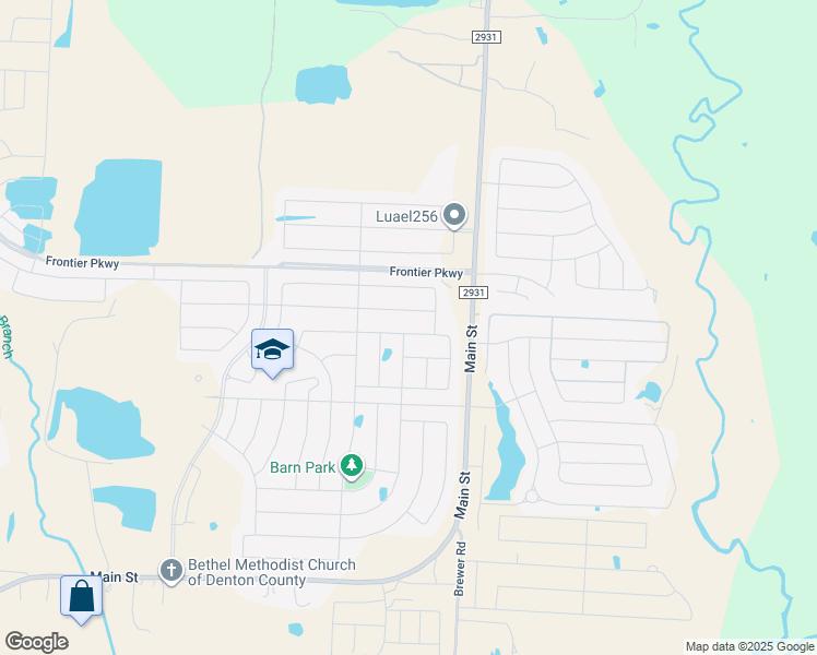 map of restaurants, bars, coffee shops, grocery stores, and more near 11205 Glover Lane in Aubrey