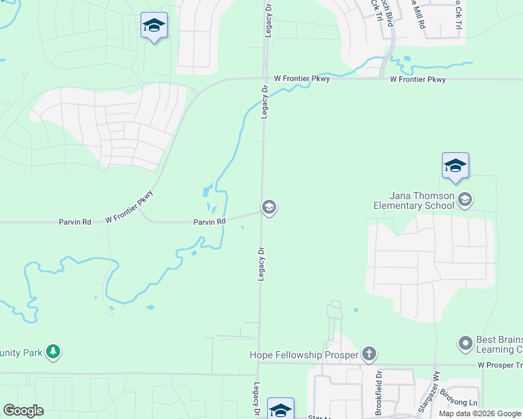 map of restaurants, bars, coffee shops, grocery stores, and more near Legacy Drive in Prosper