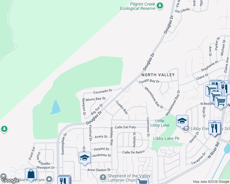 map of restaurants, bars, coffee shops, grocery stores, and more near 4579 Coronado Drive in Oceanside