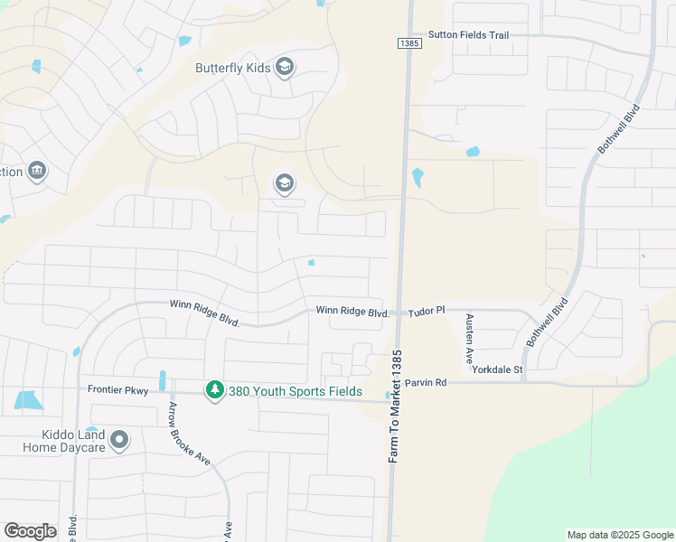 map of restaurants, bars, coffee shops, grocery stores, and more near 1801 Vernon Drive in Denton County