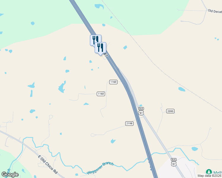 map of restaurants, bars, coffee shops, grocery stores, and more near 1841 U.S. 287 in Decatur