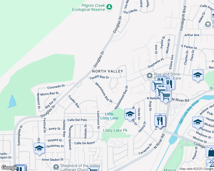 map of restaurants, bars, coffee shops, grocery stores, and more near 377 Point Windemere Place in Oceanside