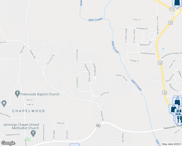 map of restaurants, bars, coffee shops, grocery stores, and more near York Place in Northport