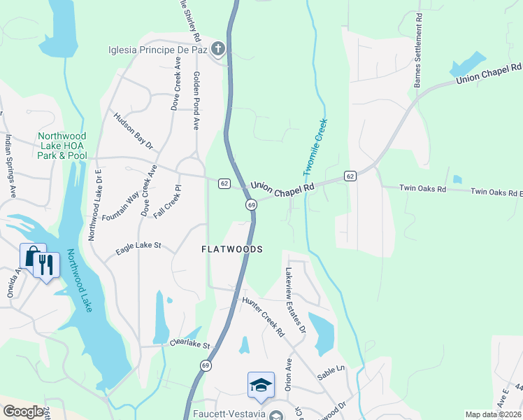 map of restaurants, bars, coffee shops, grocery stores, and more near 1108 51st Street in Northport