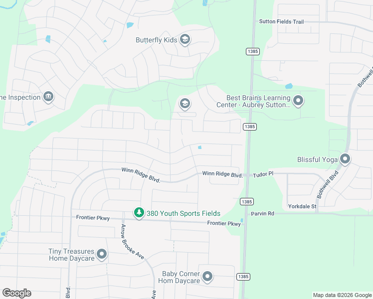 map of restaurants, bars, coffee shops, grocery stores, and more near 1616 Trace Drive in Aubrey