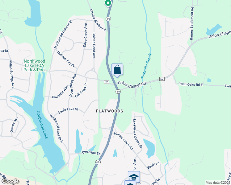 map of restaurants, bars, coffee shops, grocery stores, and more near 5200 Alabama 69 in Northport