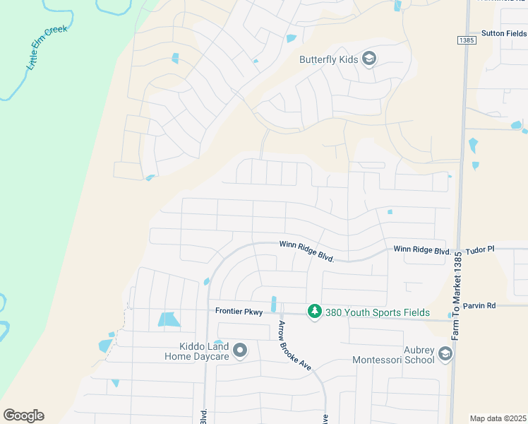 map of restaurants, bars, coffee shops, grocery stores, and more near 1312 Vernon Drive in Aubrey