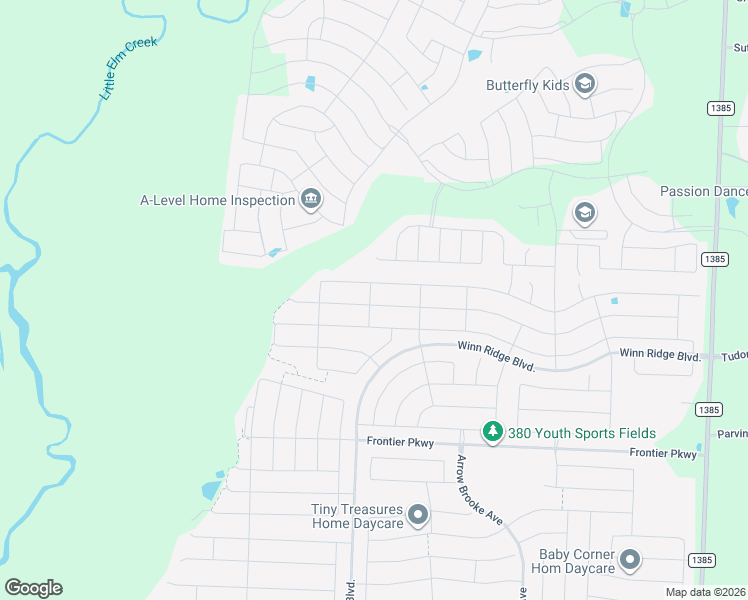 map of restaurants, bars, coffee shops, grocery stores, and more near 1201 Vernon Drive in Aubrey