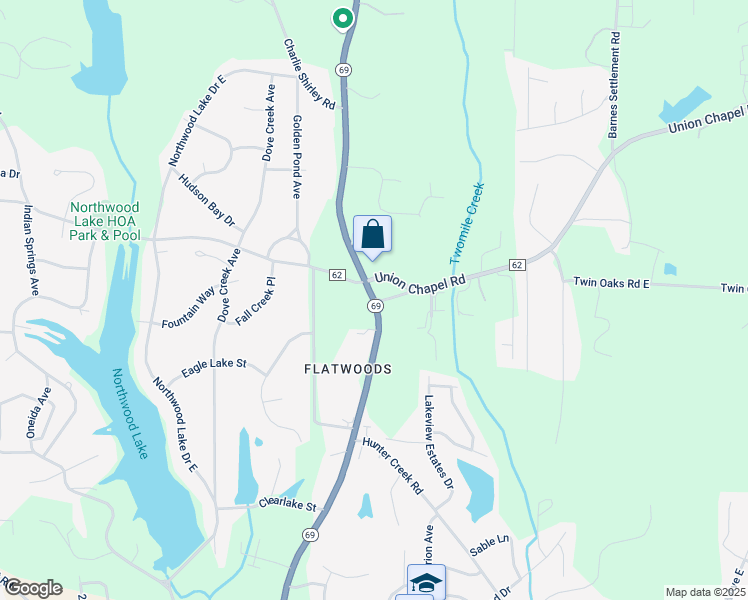 map of restaurants, bars, coffee shops, grocery stores, and more near 5200 Highway 69 in Northport