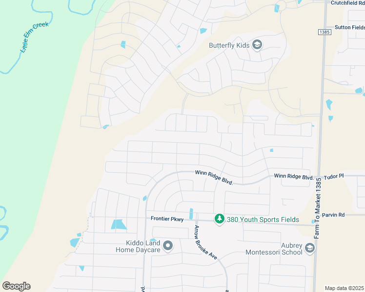 map of restaurants, bars, coffee shops, grocery stores, and more near 1312 Vernon Drive in Aubrey