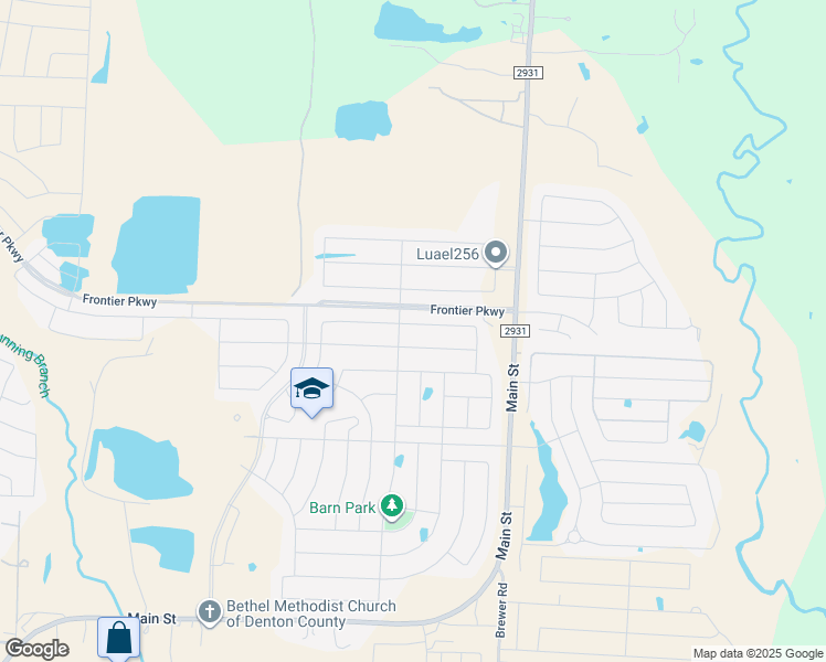 map of restaurants, bars, coffee shops, grocery stores, and more near 11105 Los Alamos Drive in Aubrey