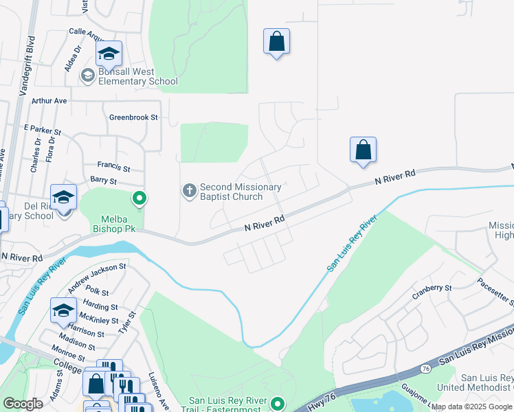 map of restaurants, bars, coffee shops, grocery stores, and more near 5536 Dora Way in Oceanside