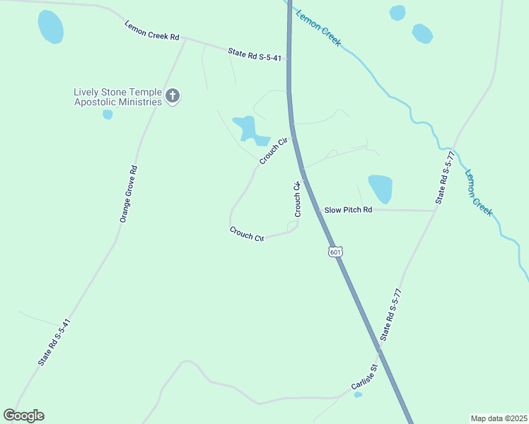 map of restaurants, bars, coffee shops, grocery stores, and more near 243 Crouch Circle in Bamberg