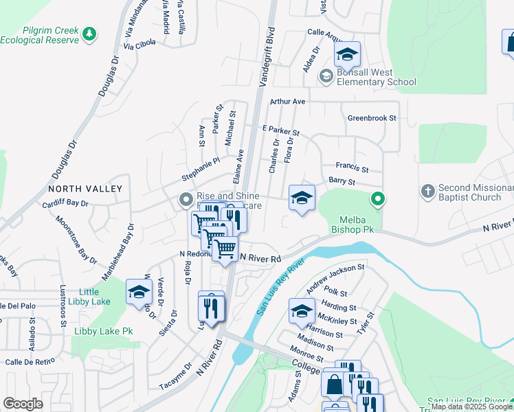 map of restaurants, bars, coffee shops, grocery stores, and more near 584 Arthur Avenue in Oceanside