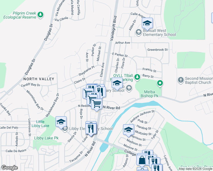 map of restaurants, bars, coffee shops, grocery stores, and more near 585 Arthur Avenue in Oceanside