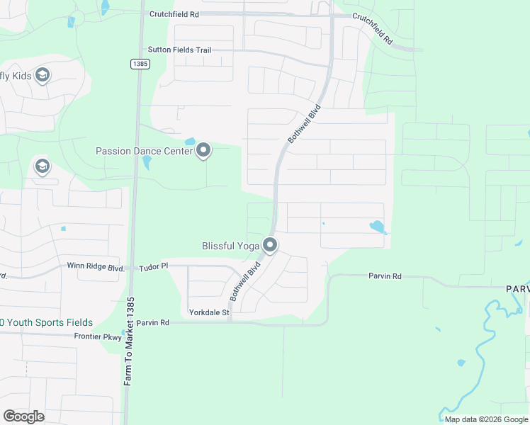 map of restaurants, bars, coffee shops, grocery stores, and more near 6213 Lassen Court in Aubrey