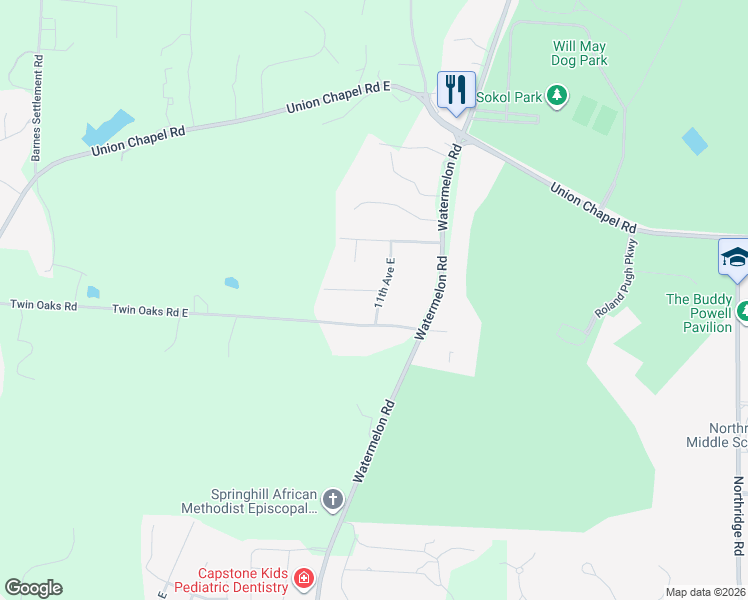 map of restaurants, bars, coffee shops, grocery stores, and more near 1100-1120 Camille Terrace E in Northport