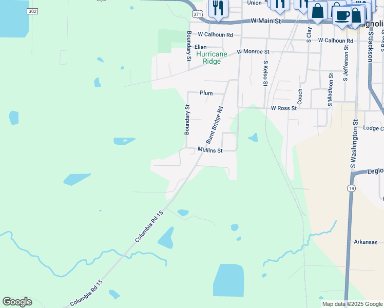 map of restaurants, bars, coffee shops, grocery stores, and more near 1015 Mullins Street in Magnolia