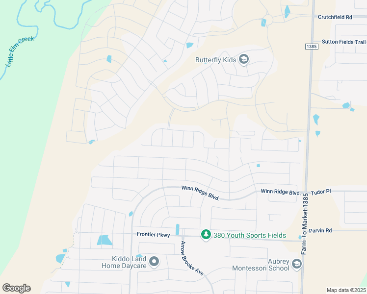 map of restaurants, bars, coffee shops, grocery stores, and more near 1308 Friesian Lane in Aubrey