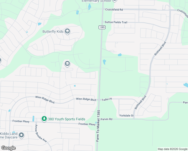 map of restaurants, bars, coffee shops, grocery stores, and more near 3504 Sweet Grass Drive in Aubrey