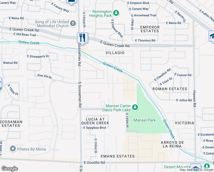 map of restaurants, bars, coffee shops, grocery stores, and more near 21003 South 194th Street in Queen Creek