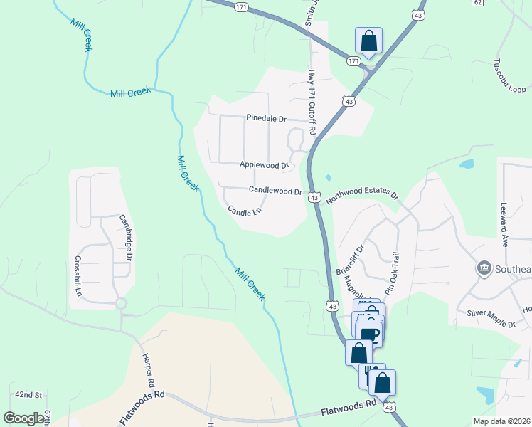 map of restaurants, bars, coffee shops, grocery stores, and more near 5209 Candle Lane in Northport