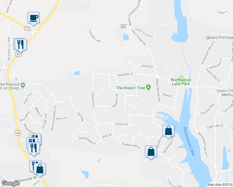 map of restaurants, bars, coffee shops, grocery stores, and more near 5210 Lakehurst Drive in Northport
