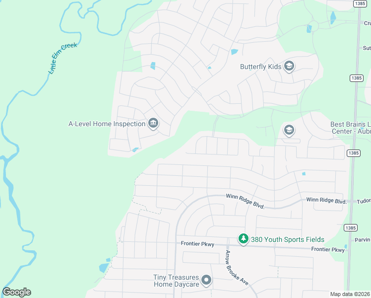 map of restaurants, bars, coffee shops, grocery stores, and more near 1009 Friesian Lane in Aubrey