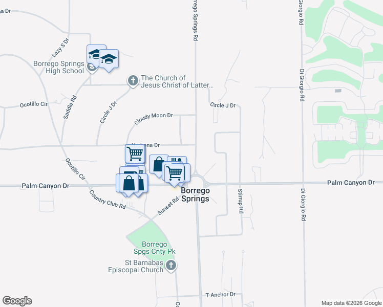 map of restaurants, bars, coffee shops, grocery stores, and more near in Borrego Springs