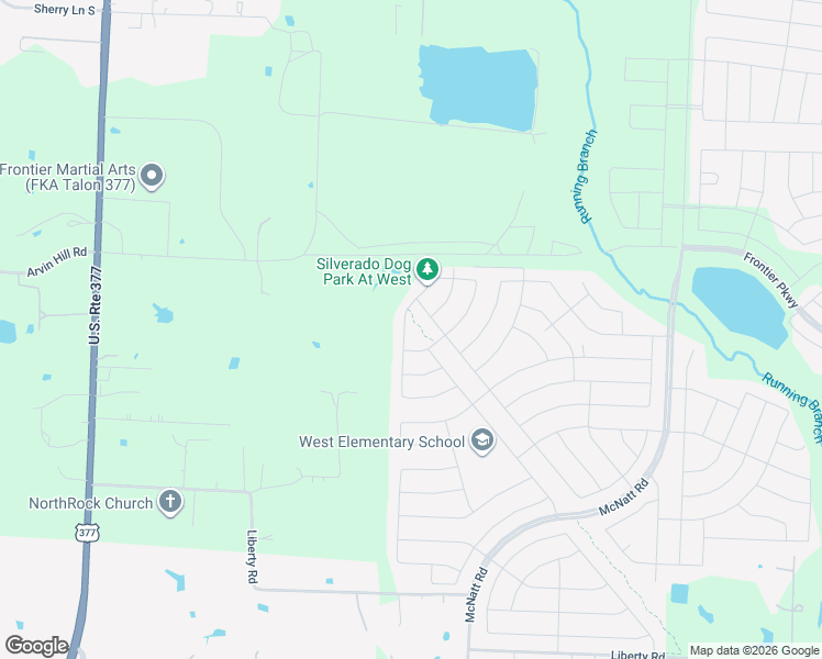 map of restaurants, bars, coffee shops, grocery stores, and more near 3177 Bailey Lane in Aubrey