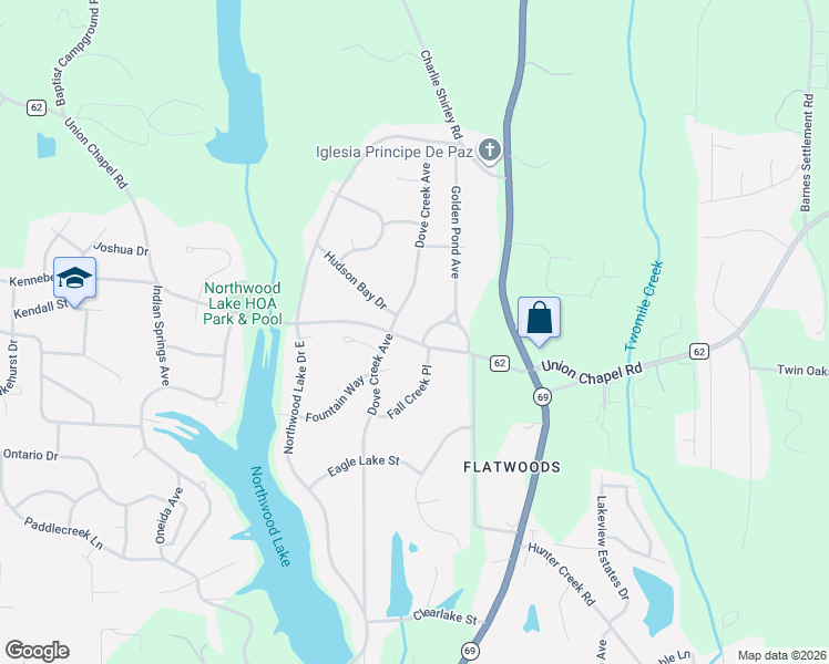 map of restaurants, bars, coffee shops, grocery stores, and more near 5405 Dove Creek Ave in Northport