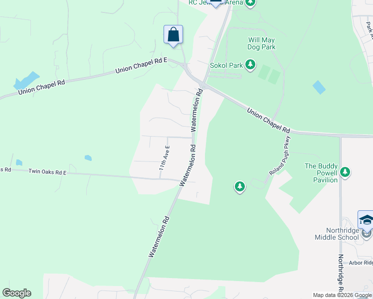 map of restaurants, bars, coffee shops, grocery stores, and more near 5490-5504 Watermelon Rd in Tuscaloosa