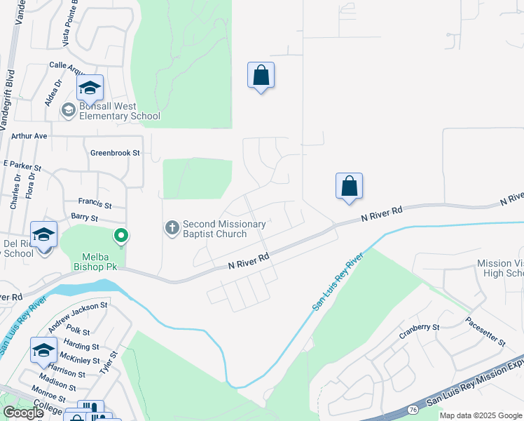map of restaurants, bars, coffee shops, grocery stores, and more near 5555 Alethea Way in Oceanside