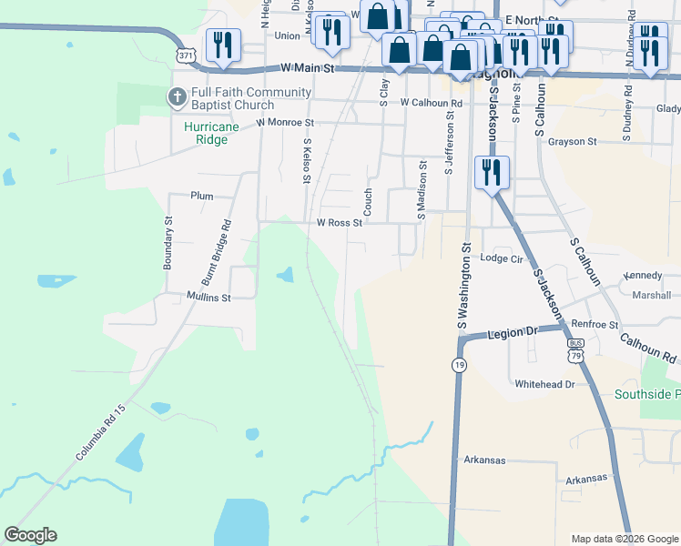 map of restaurants, bars, coffee shops, grocery stores, and more near 906 Caldwell in Magnolia
